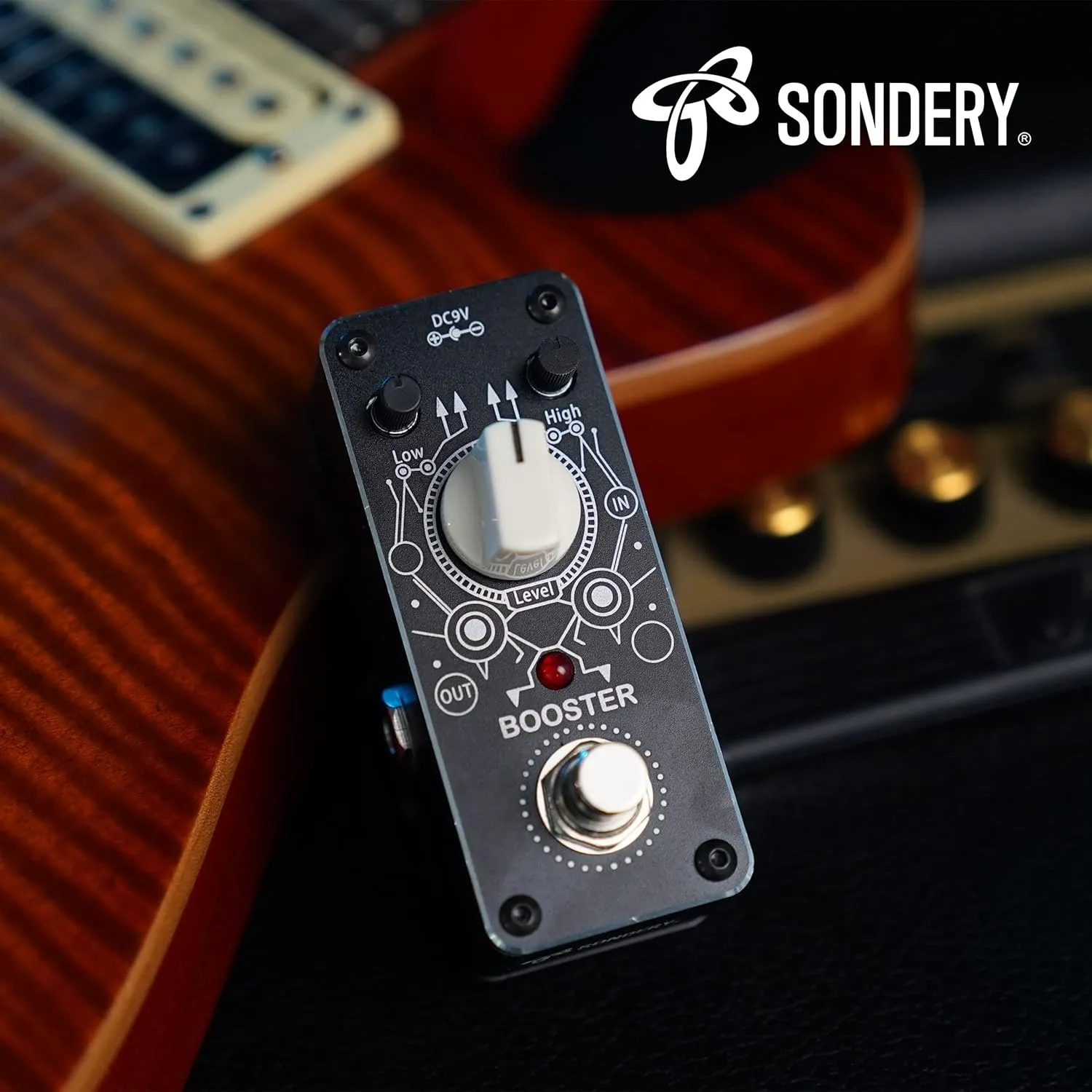 Sondery Boost Pedal for Electric Guitar and Bass, Mini Clean Booster Pedal, True Bypass, More or Less 14dB Change for Frequencies Under 250Hz or Above 1KHz, Art Design Series Pedal