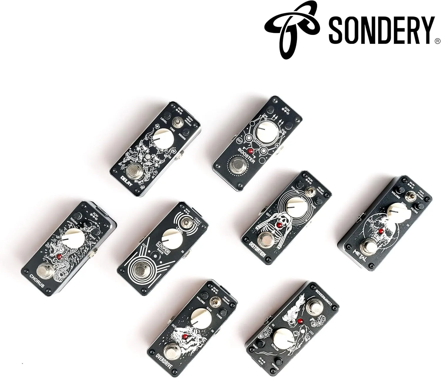 Sondery Boost Pedal for Electric Guitar and Bass, Mini Clean Booster Pedal, True Bypass, More or Less 14dB Change for Frequencies Under 250Hz or Above 1KHz, Art Design Series Pedal