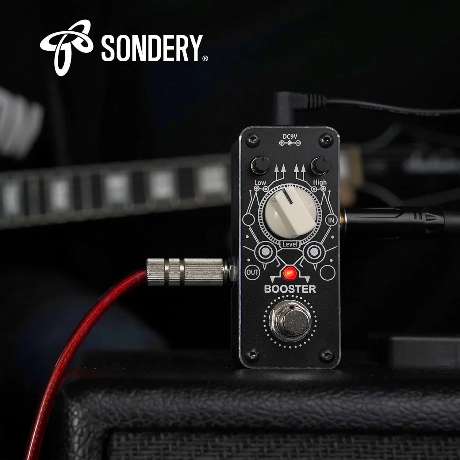 Sondery Boost Pedal for Electric Guitar and Bass, Mini Clean Booster Pedal, True Bypass, More or Less 14dB Change for Frequencies Under 250Hz or Above 1KHz, Art Design Series Pedal