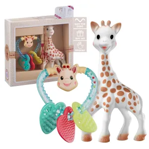 Sophie la girafe Sophiesticated - The I Love Sophie Set | Includes Sophie la girafe & Heart Rattle | Handcrafted in France | Comfort & Soothe | Awaken All 5 Senses