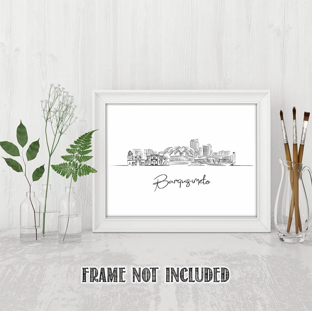 South America Cities Line Art, Landscape Skyline, Black & White South America Wall Art, Unframed 11x14 Wall Art Print, Living Room Decor, South America Skyline Drawing