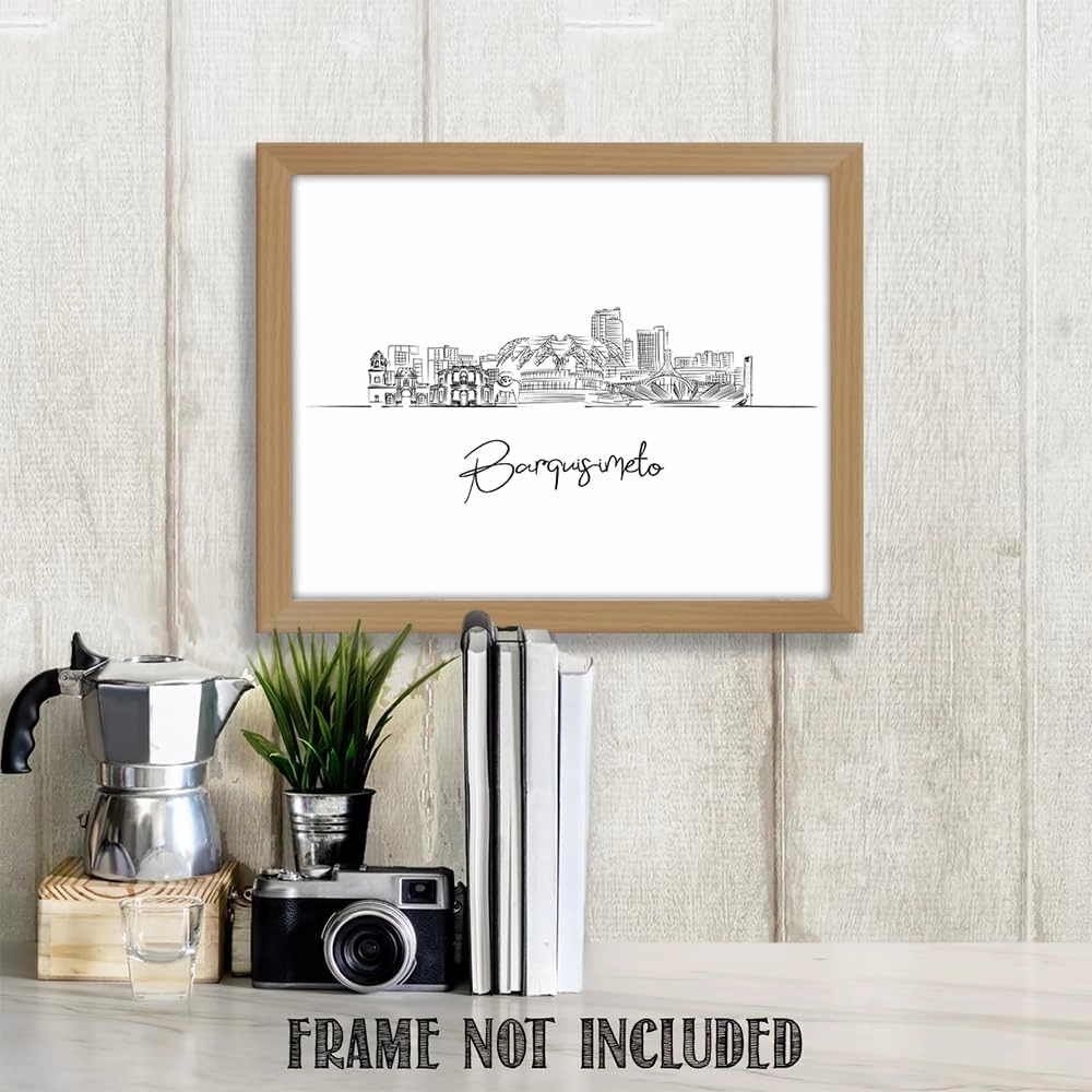 South America Cities Line Art, Landscape Skyline, Black & White South America Wall Art, Unframed 11x14 Wall Art Print, Living Room Decor, South America Skyline Drawing