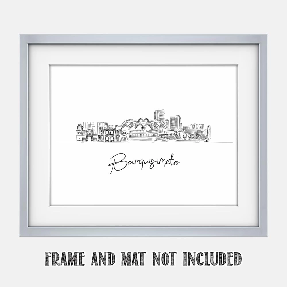 South America Cities Line Art, Landscape Skyline, Black & White South America Wall Art, Unframed 11x14 Wall Art Print, Living Room Decor, South America Skyline Drawing