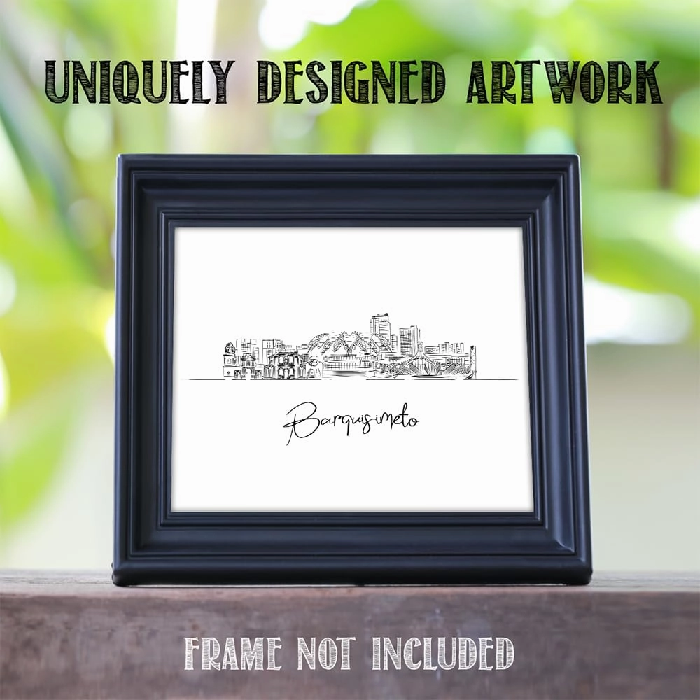 South America Cities Line Art, Landscape Skyline, Black & White South America Wall Art, Unframed 11x14 Wall Art Print, Living Room Decor, South America Skyline Drawing