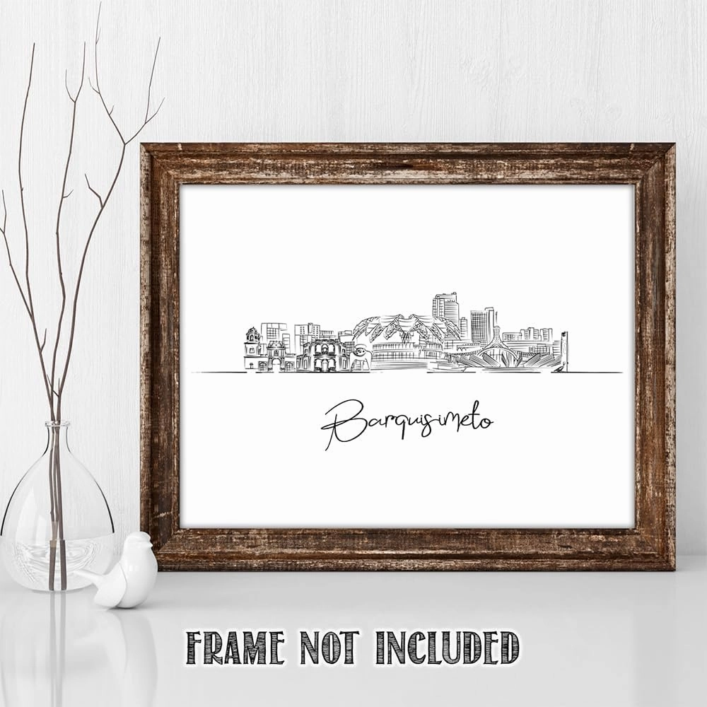 South America Cities Line Art, Landscape Skyline, Black & White South America Wall Art, Unframed 11x14 Wall Art Print, Living Room Decor, South America Skyline Drawing