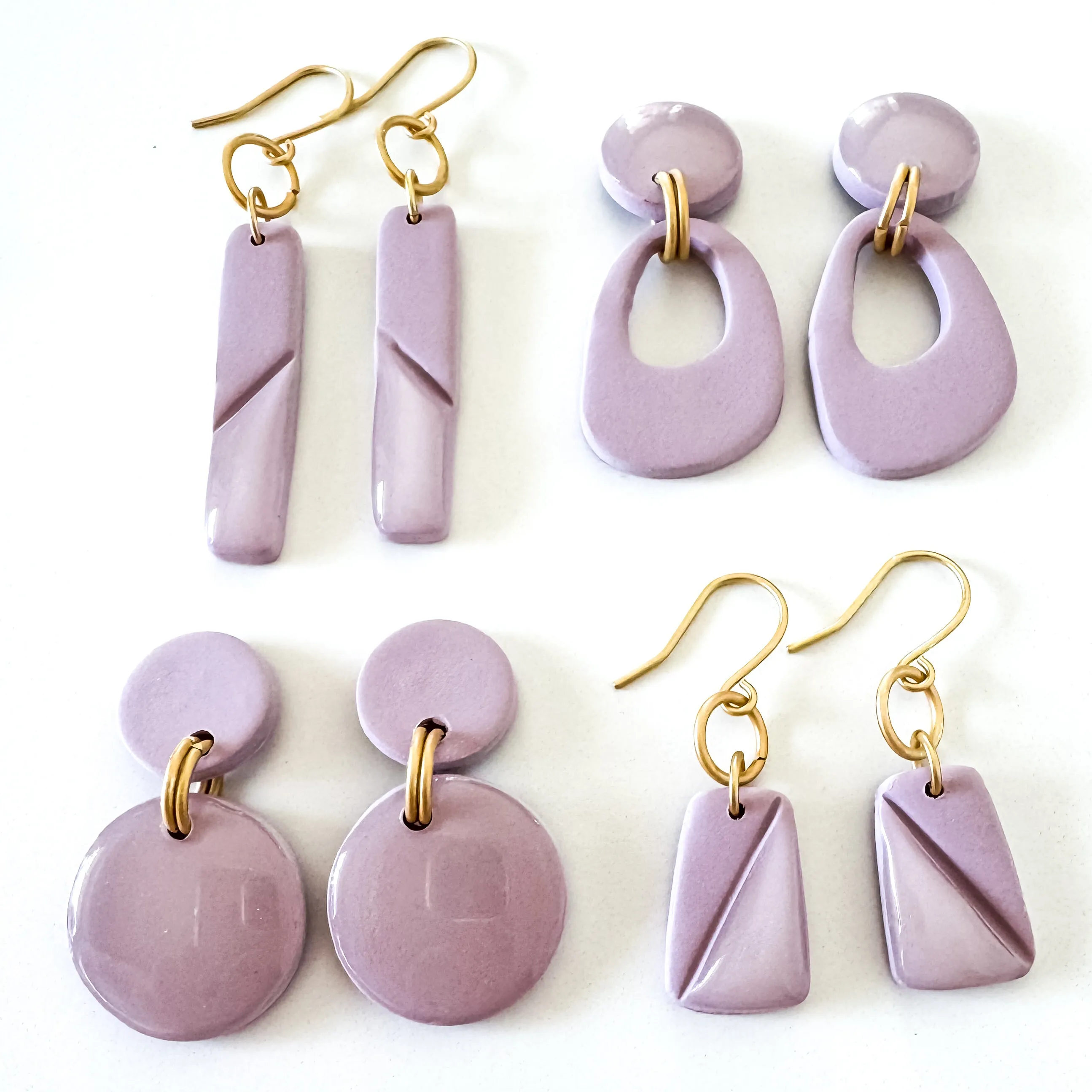 Spring Sorbet Collection -Soft Lilac Mist Purple Clay and Resin Earrings