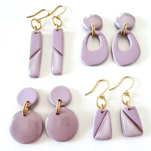 Spring Sorbet Collection -Soft Lilac Mist Purple Clay and Resin Earrings