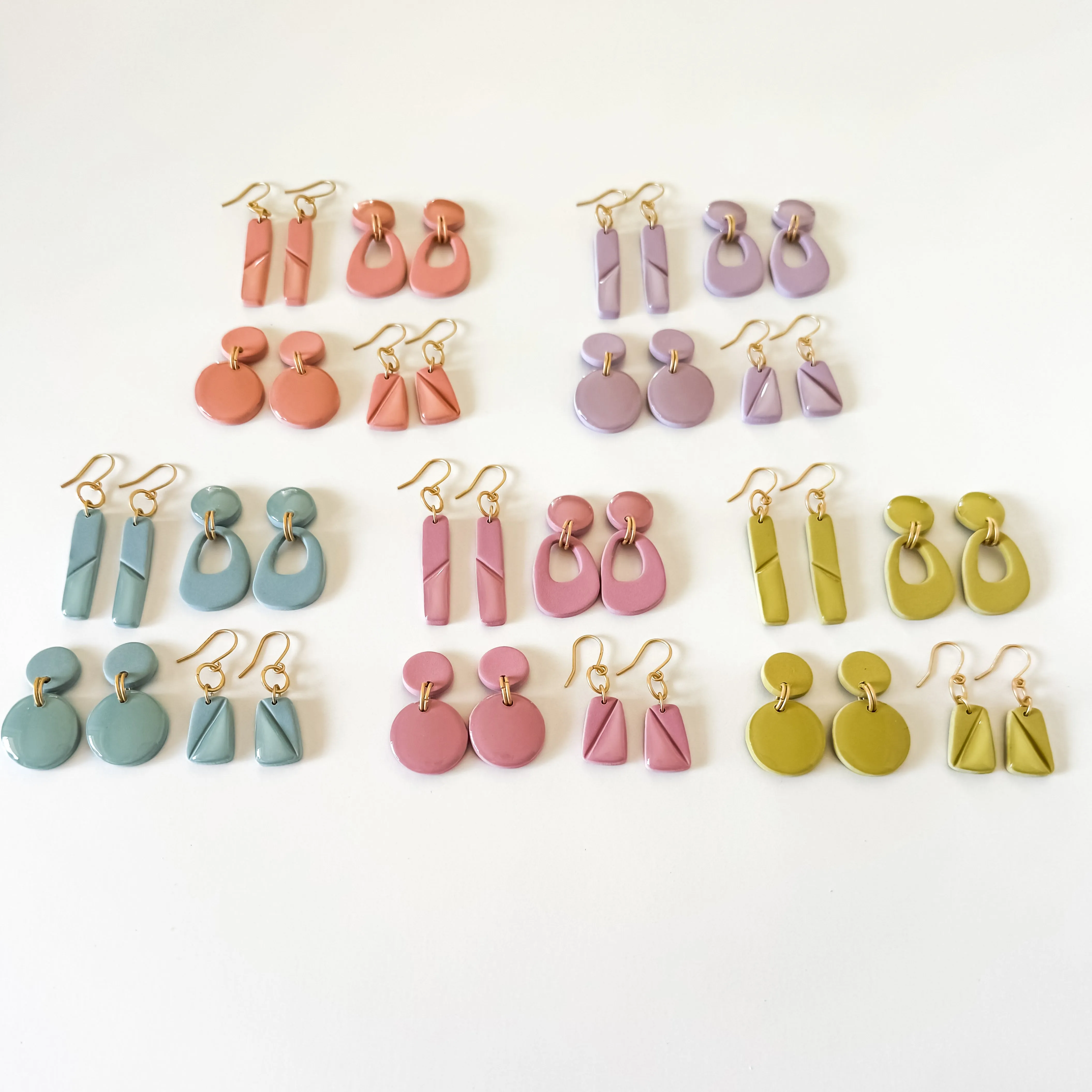 Spring Sorbet Collection -Soft Rose Pink Clay and Resin Earrings