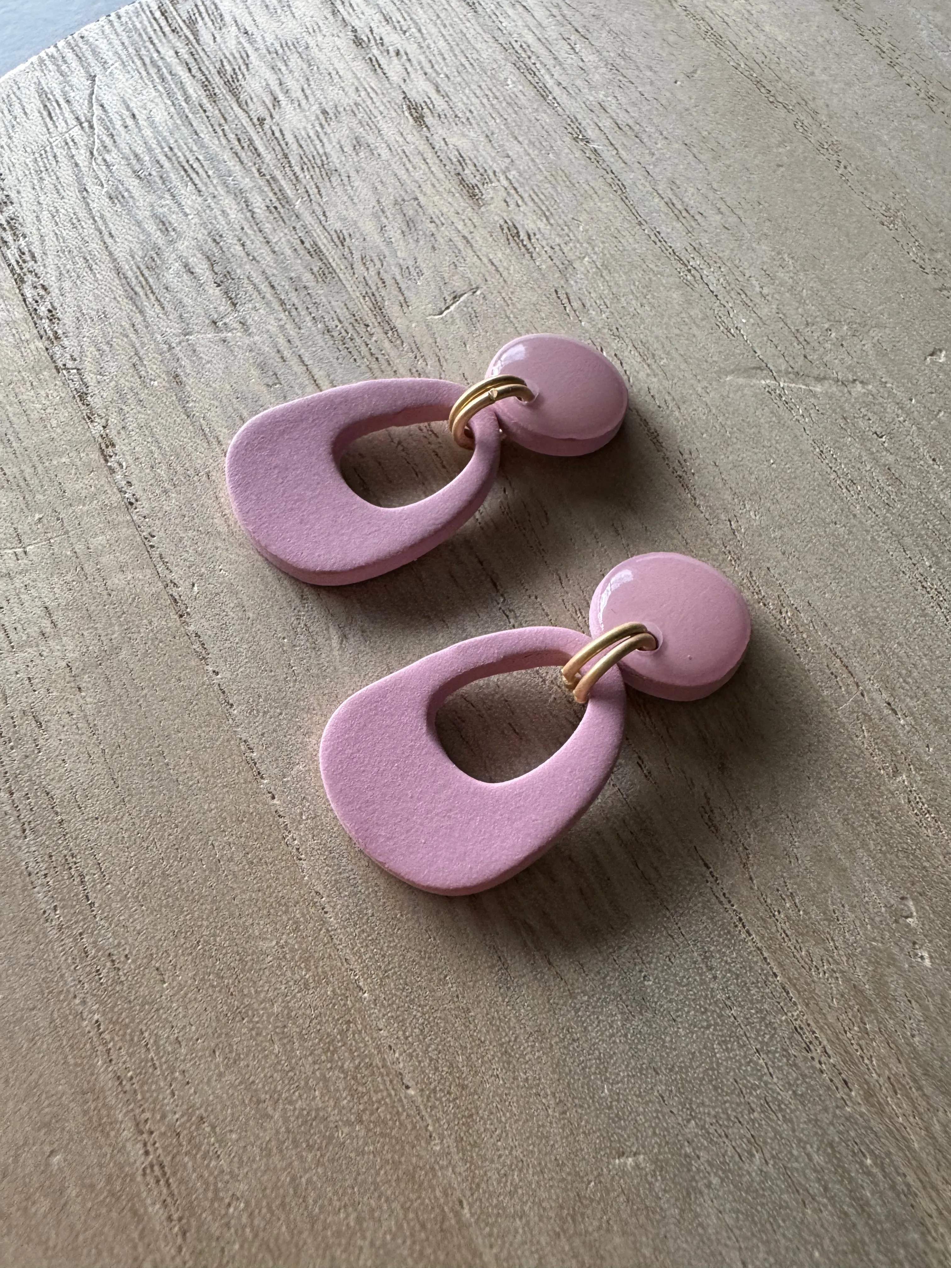 Spring Sorbet Collection -Soft Rose Pink Clay and Resin Earrings
