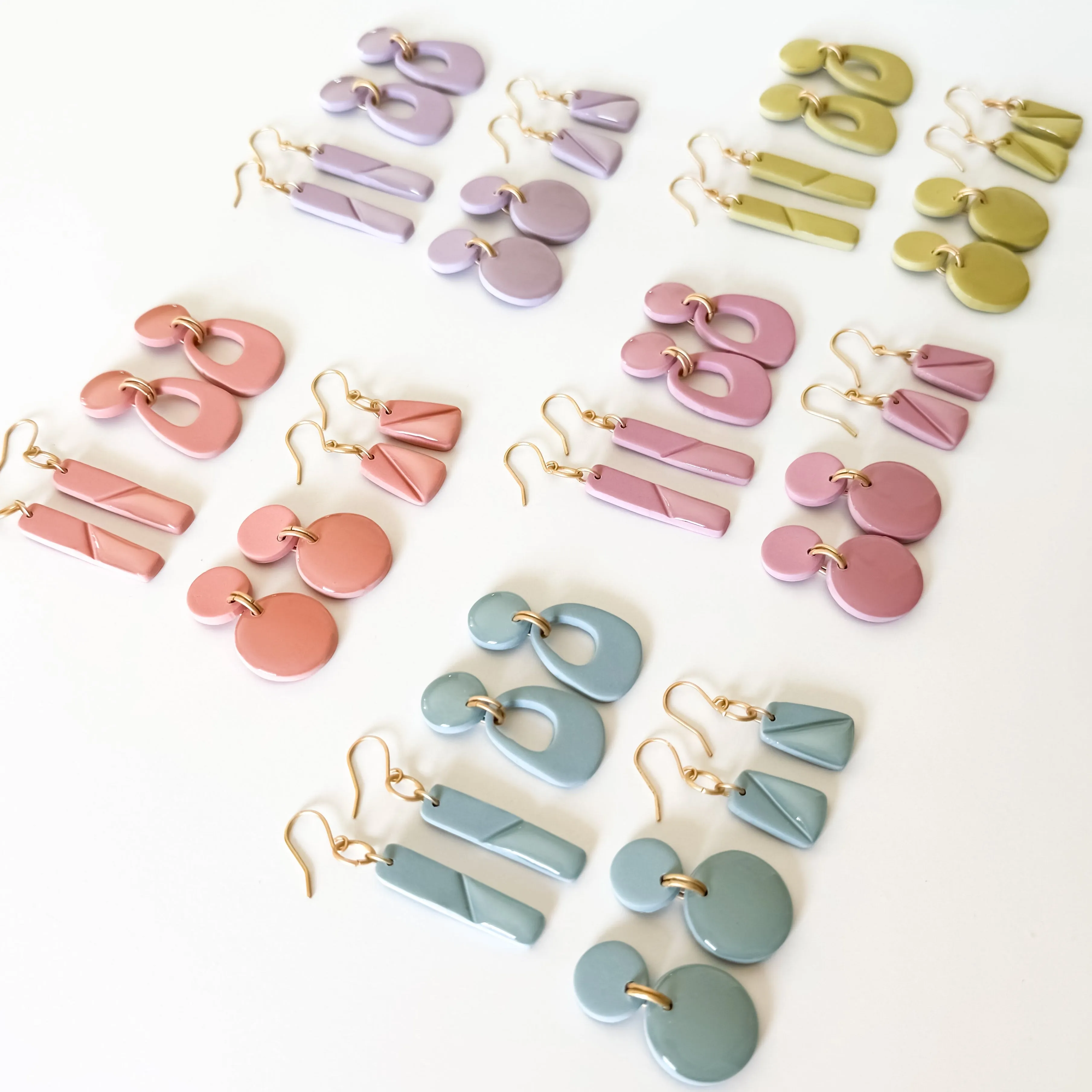 Spring Sorbet Collection -Soft Rose Pink Clay and Resin Earrings