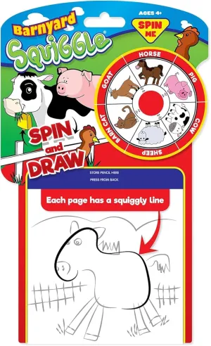 Squiggle Barnyard On-The-Go Doodle Pad- Spin & Draw, Create Animal & Farm Works of Art, Travel Activity Book, Kids 4 