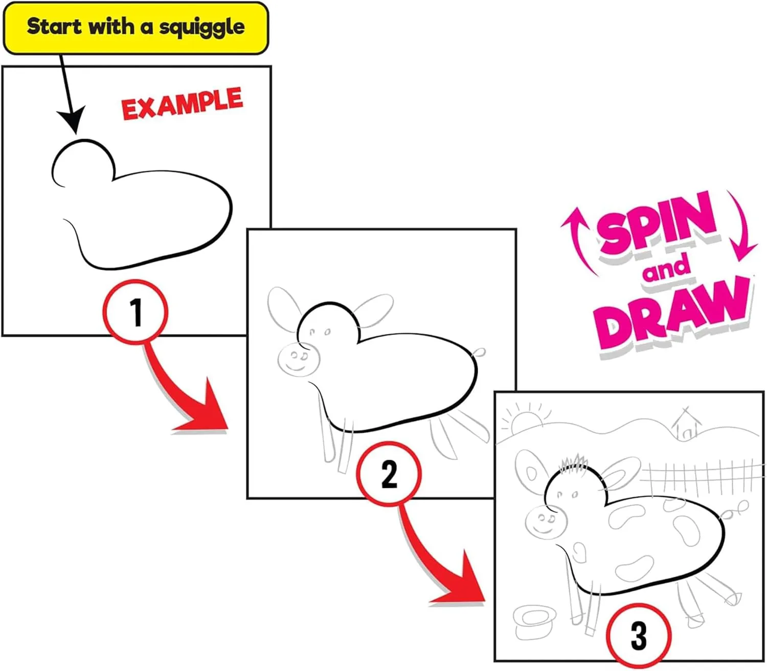 Squiggle Barnyard On-The-Go Doodle Pad- Spin & Draw, Create Animal & Farm Works of Art, Travel Activity Book, Kids 4 