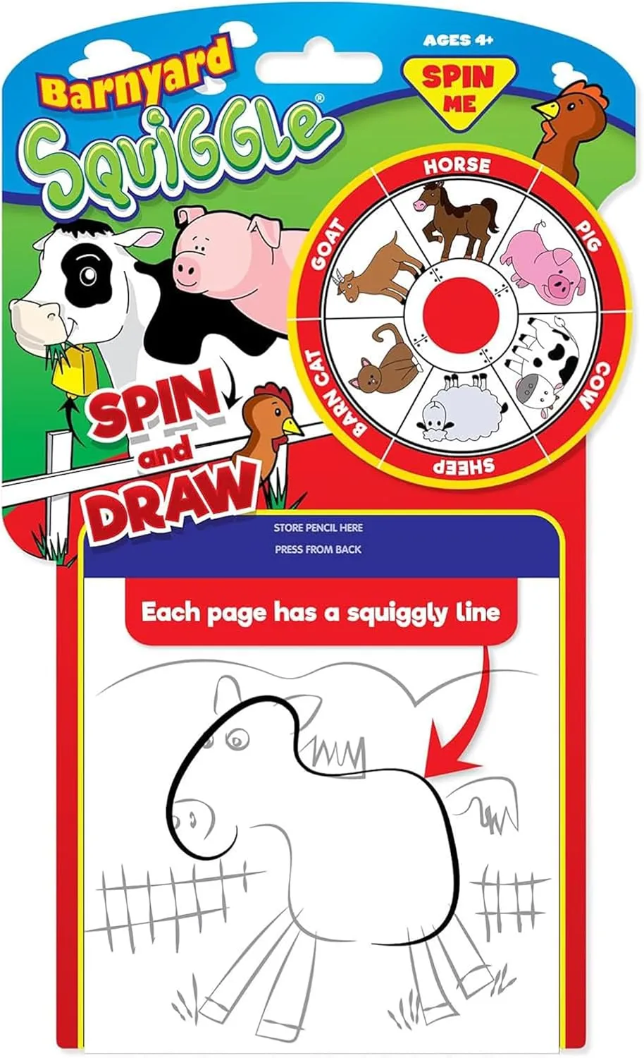 Squiggle Barnyard On-The-Go Doodle Pad- Spin & Draw, Create Animal & Farm Works of Art, Travel Activity Book, Kids 4 