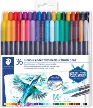Staedtler 3001 TB36 ST Double-Ended Watercolour Brush Pen, 36 Count (Pack of 1), Multicolor