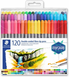 Staedtler Double-Ended Fiber-Tip Pens, Washable Ink, Fine & Bold Writing and Coloring Tips, 120 Assorted Colors, 3200 TB120, Multicoloured (3200 TB120ST)