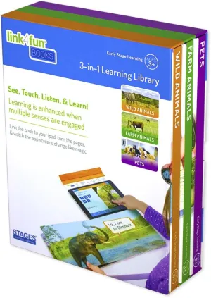 Stages Learning Materials Link4fun Animals Book Set for Preschool Vocabulary and Reading on iPad Interactive Learning Toy for Kids 3 Books   Free App
