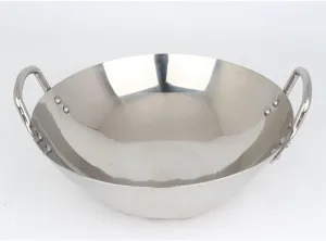 Stainless Steel Non Magnetic Wok Multipurpose Chinese Style Uncoated Non Stick Wok 32cm 38cm Fast Heat Conduction Chef Pots Cooking Pot Kitchen Cookware for Outdoor Camping