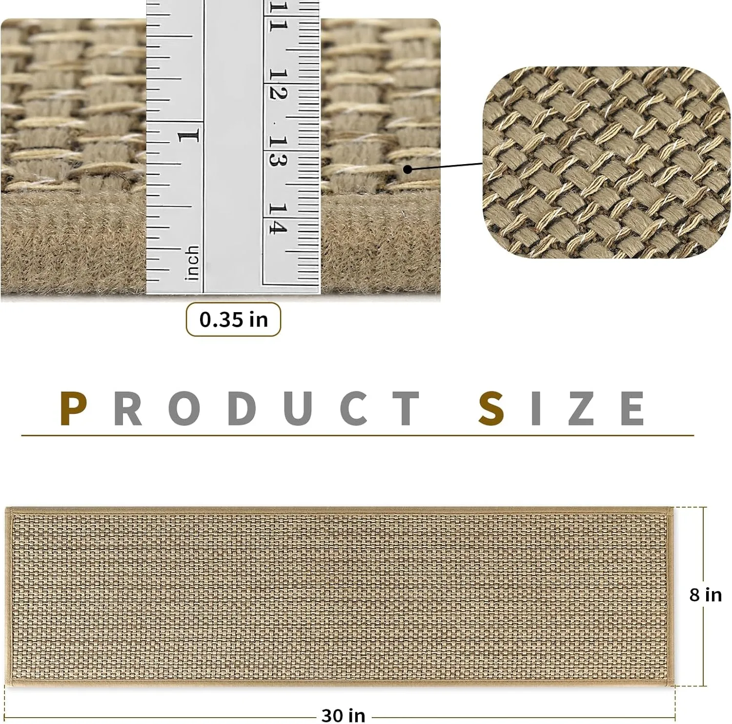 Stair Treads Non Slip for Wooden Steps Indoor 4 Pack 8" X 30" Carpet Stairs Runner for Wood Stairs, Stair Tread Rugs with Reusable Adhesive for Dogs Kids and Elders, Machine Washable, Beige