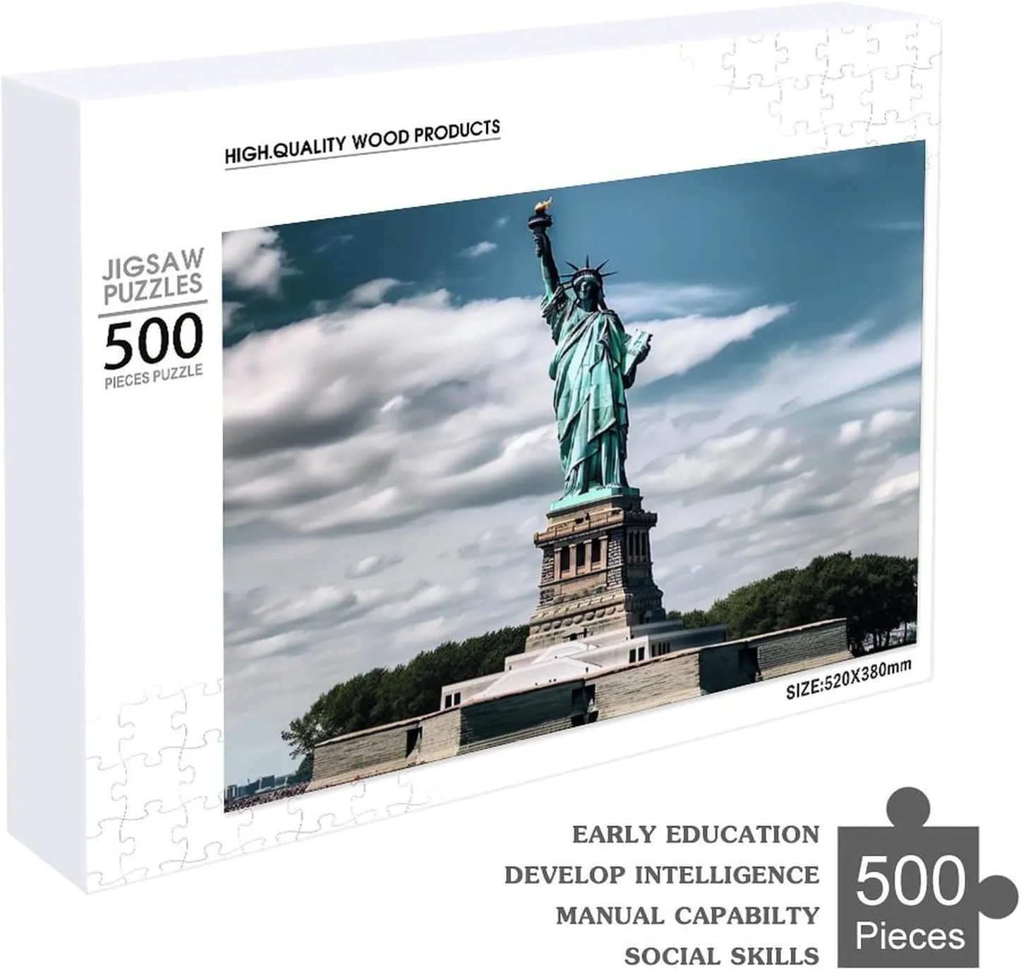 Statue of Liberty in NYC Puzzles 500 Pieces Personalized Jigsaw Puzzles Challenging Picture Puzzle with Storage Bag Photos Puzzle for Adults Wedding Puzzle Home Decor Pet Puzzle