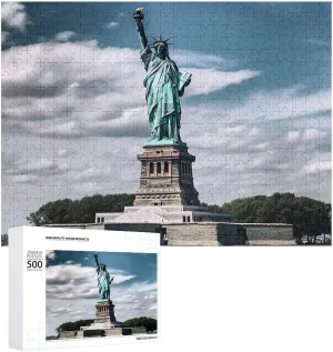 Statue of Liberty in NYC Puzzles 500 Pieces Personalized Jigsaw Puzzles Challenging Picture Puzzle with Storage Bag Photos Puzzle for Adults Wedding Puzzle Home Decor Pet Puzzle