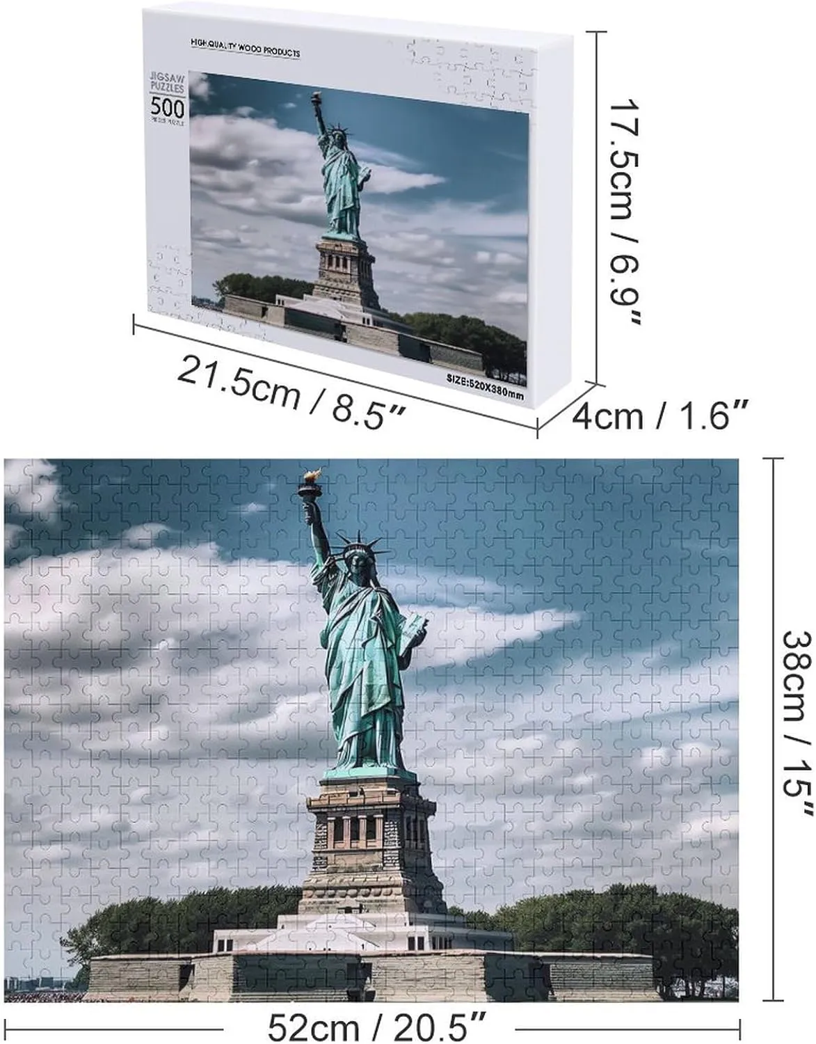 Statue of Liberty in NYC Puzzles 500 Pieces Personalized Jigsaw Puzzles Challenging Picture Puzzle with Storage Bag Photos Puzzle for Adults Wedding Puzzle Home Decor Pet Puzzle