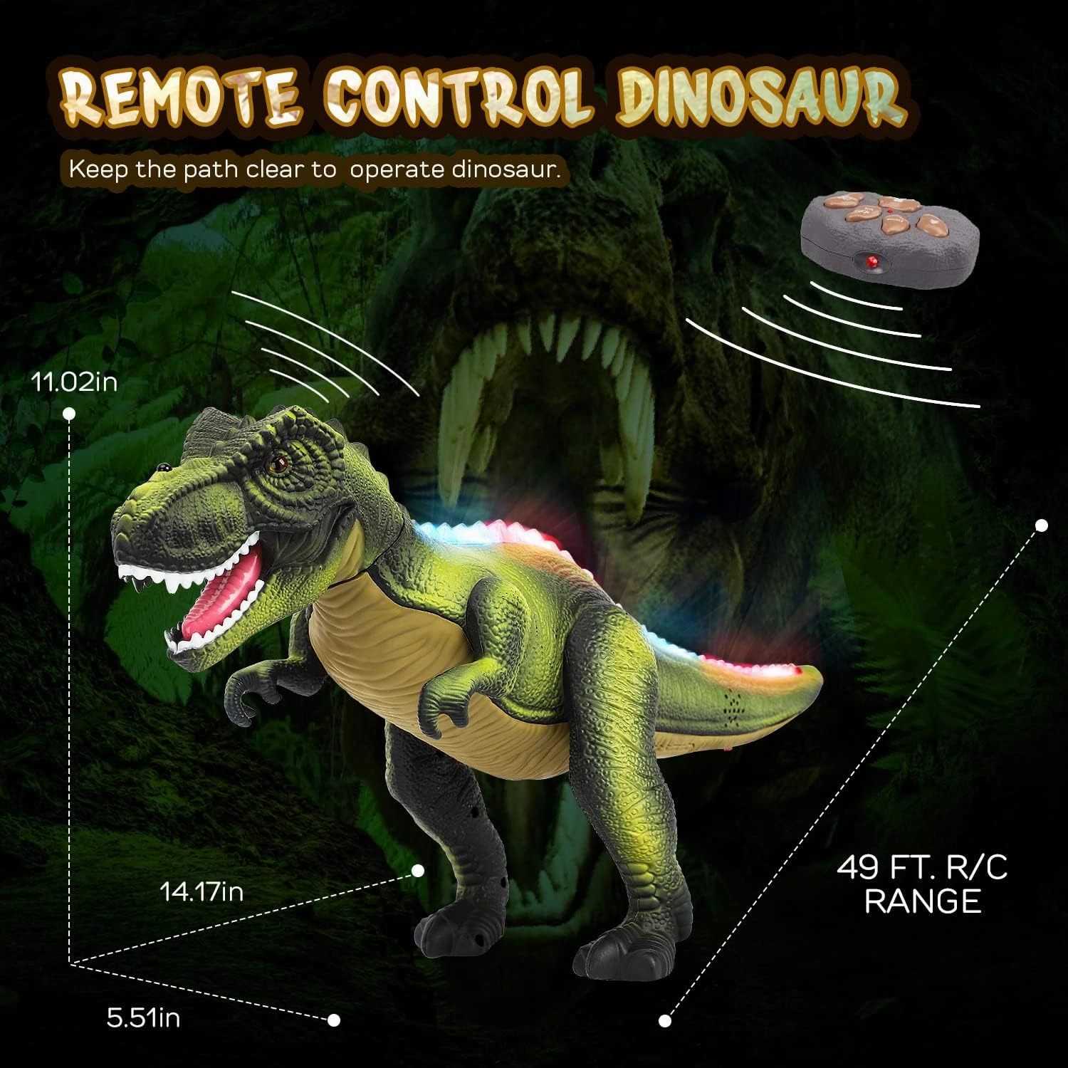 STEAM Life Remote Control Dinosaur Toys for Kids, Electronic Walking Dinosaur Robot with Light Up & Realistic Roaring Sound, Boy Toys for Ages 3-7 Years Old - Green