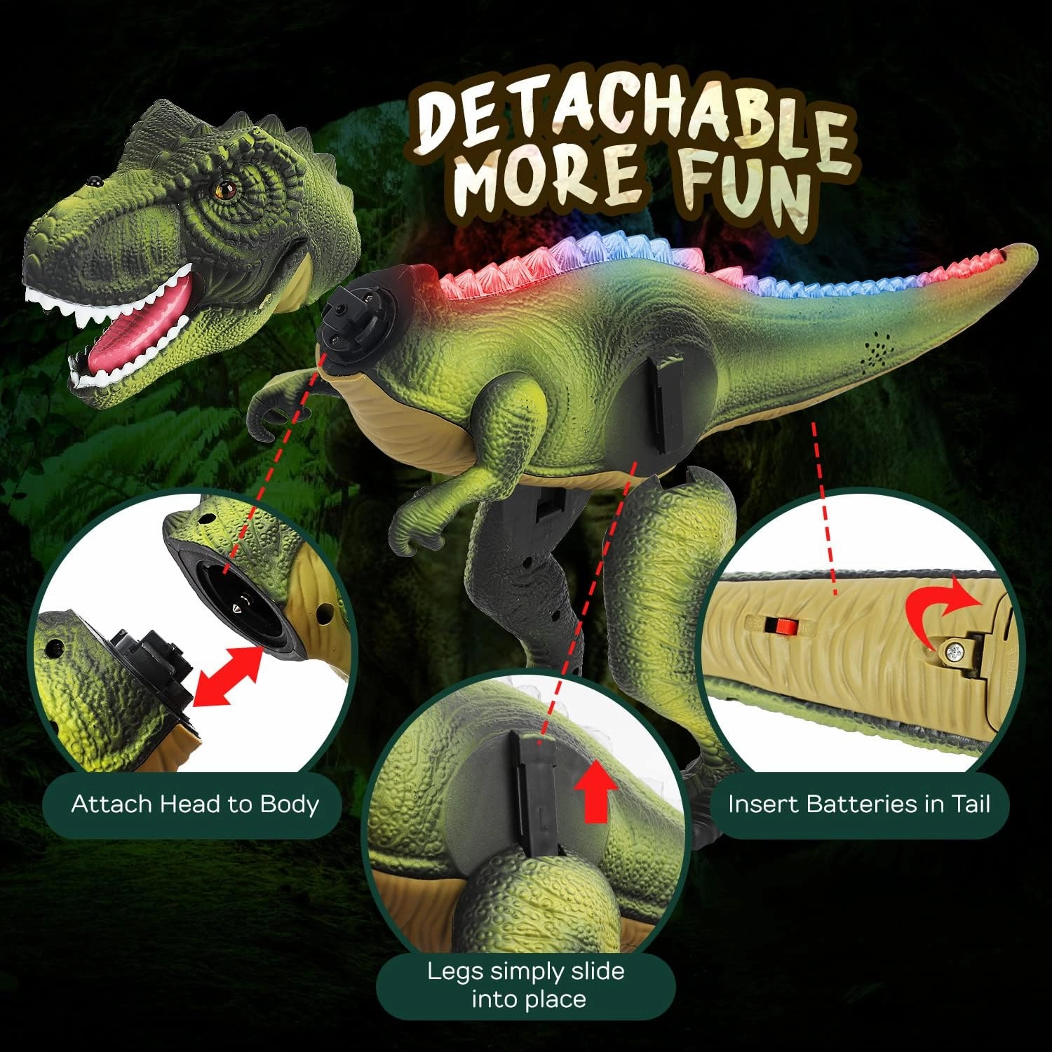 STEAM Life Remote Control Dinosaur Toys for Kids, Electronic Walking Dinosaur Robot with Light Up & Realistic Roaring Sound, Boy Toys for Ages 3-7 Years Old - Green
