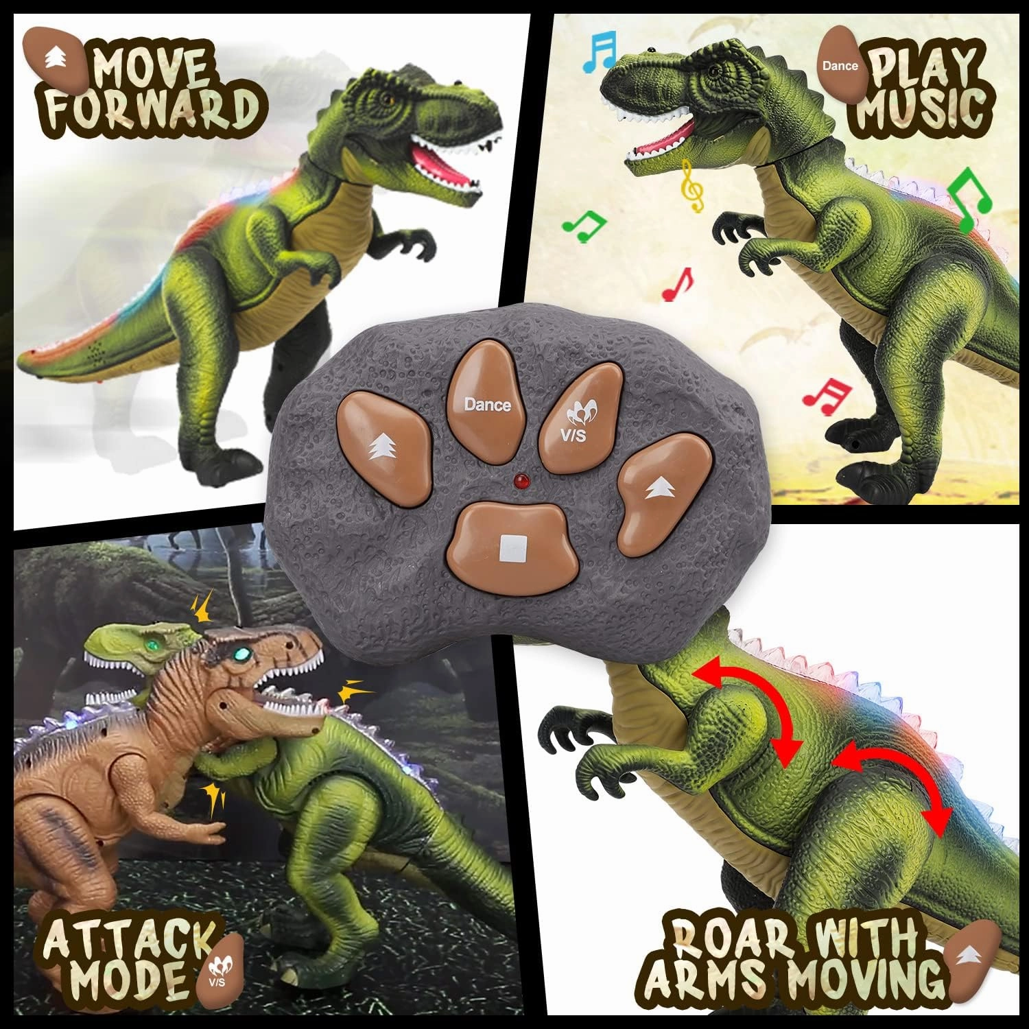 STEAM Life Remote Control Dinosaur Toys for Kids, Electronic Walking Dinosaur Robot with Light Up & Realistic Roaring Sound, Boy Toys for Ages 3-7 Years Old - Green