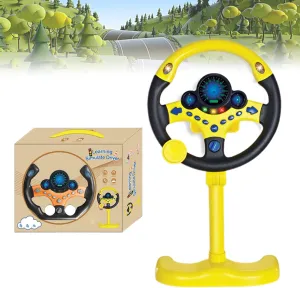 Steering Wheel Driving Toy, Simulated Steering Wheel for Kids, Electric Car Steering Wheel Toys, Simulation Copilots Simulated Toy, Educational Children Life Skills Training Gift (Yellow)
