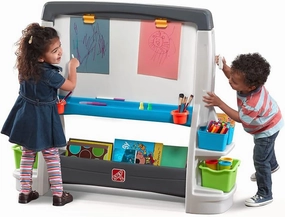 Step2 Jumbo Art Easel, Kids Activity Table, Double-Sided Art Board, Made of Durable Plastic, Includes Bins for Storage, For Toddlers 3  Years Old