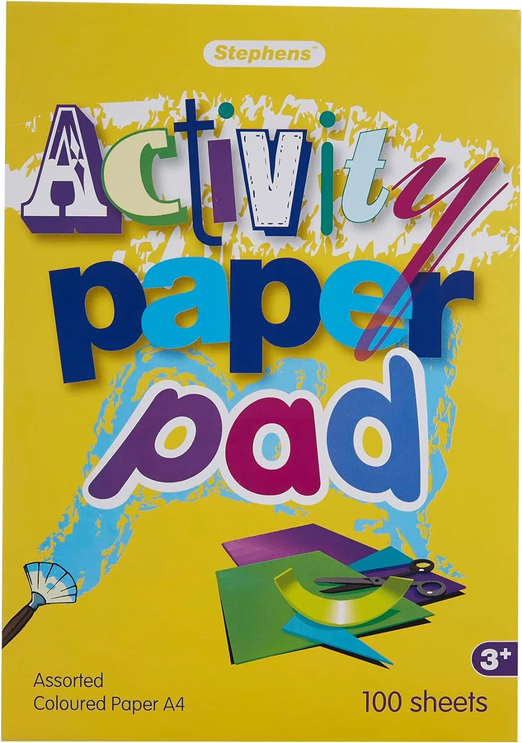 Stephens Activity Coloured Paper Pad A4 100 Sheets, Paper Book For Sketch, Writing, Colouring, Tracing Or A Notebook, For Adults And Kids, For School, Office And Home Use, Keeps Kids Entertained