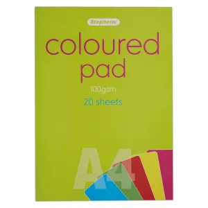 Stephens Rainbow Coloured Paper Pad A4 100gsm 20 Sheets, Ideal For Paper Craft, Drawing, Painting, Origami, Kids Activities, For Girls, Boys Of Any Age, Childrens Craft Toys