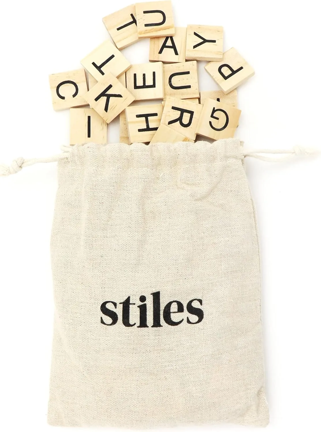 Stiles 100 Piece Wooden Magnetic Letter Tiles - Natural Alphabet Magnets for Whiteboard, Fridge, or Magnetic Letter Board