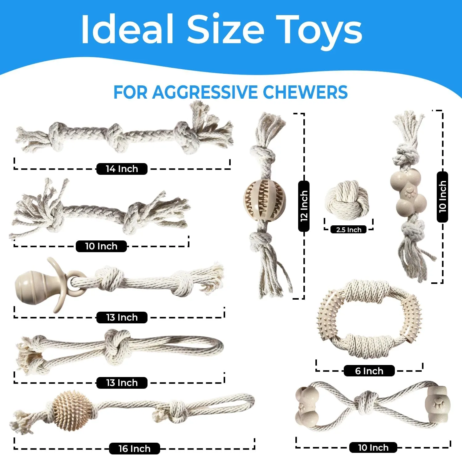 Stride Small Dog Toys - Pack of 14, Interactive & Durable Rope Toys for Small & Medium Dogs, Non-Toxic & Dye Free Cotton, Ideal for Puppy Teething, Anxiety & Boredom Relief