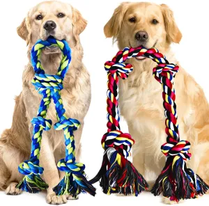 Stride Tough Dog Toys for Large Dogs, Set of 2, Nearly Indestructible Tug of War Dog Rope Toy, Teeth Cleaning Dog Chew Toy, Dog Toys to Keep Them Busy, Ideal Rope Toys for Medium & Large Breeds