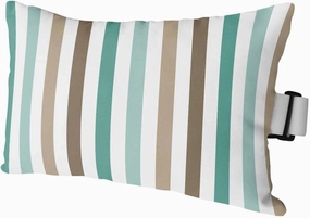 Striped Outdoor Head Resting Pillows with Insert Gradient Teal Brown Minimalist Vertical Striped 1 Pack Waterproof Lumbar Pillows with Adjustable Elastic Strap for Patio Chaise Beach Chair, 11”x16”