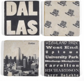 Studio Vertu Dallas Marble Coasters, Black and White, Set of 4