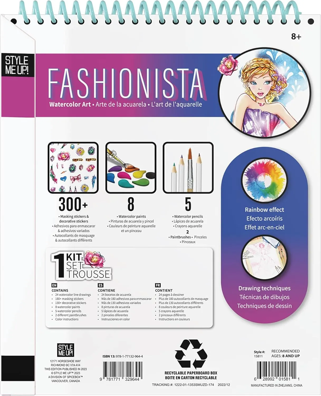 Style Me Up: Fashionista, Watercolor Painting Kit, Includes 24 Templates, Detailed Booklet Teaches Kids Basics of Watercolor Painting, for Ages 8 and up