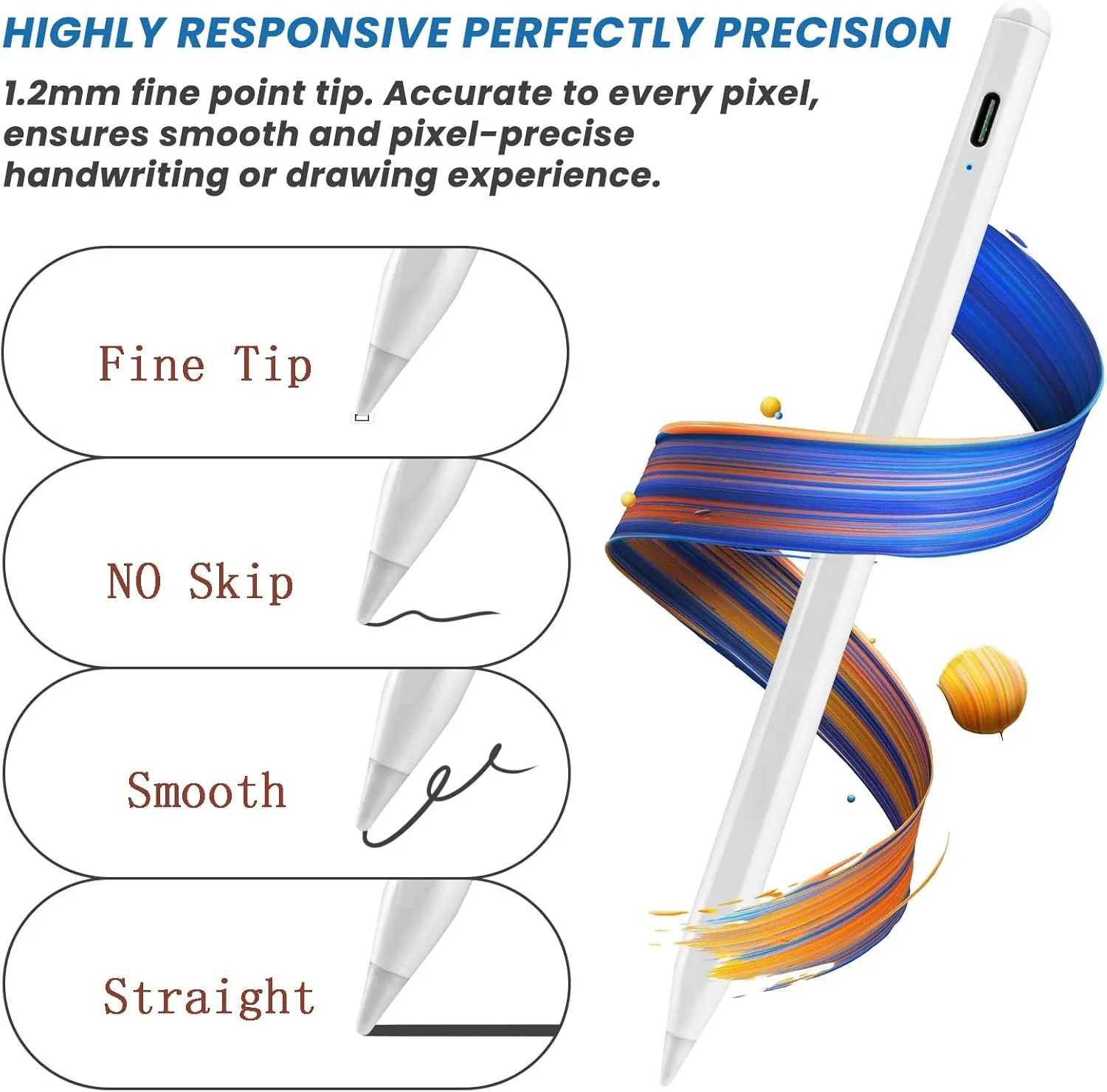 Stylus for iPhone 14 Pro Max Pencil,Fine Point Tip Precise and Accurate Drawing Touch Screen Pen Compatible with Apple iPhone 14 Pro Max and More Android/iOS/Samsung/HP Tablets