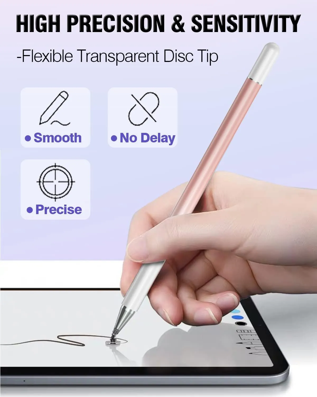 Stylus Pens for Touch Screens, 2 in 1 High Precision Universal Stylus Pen for iPad Compatible with Apple, iPhone, iPad, Android, Samsung Tablets, Phones, 3 Pack-Black,Gold,White