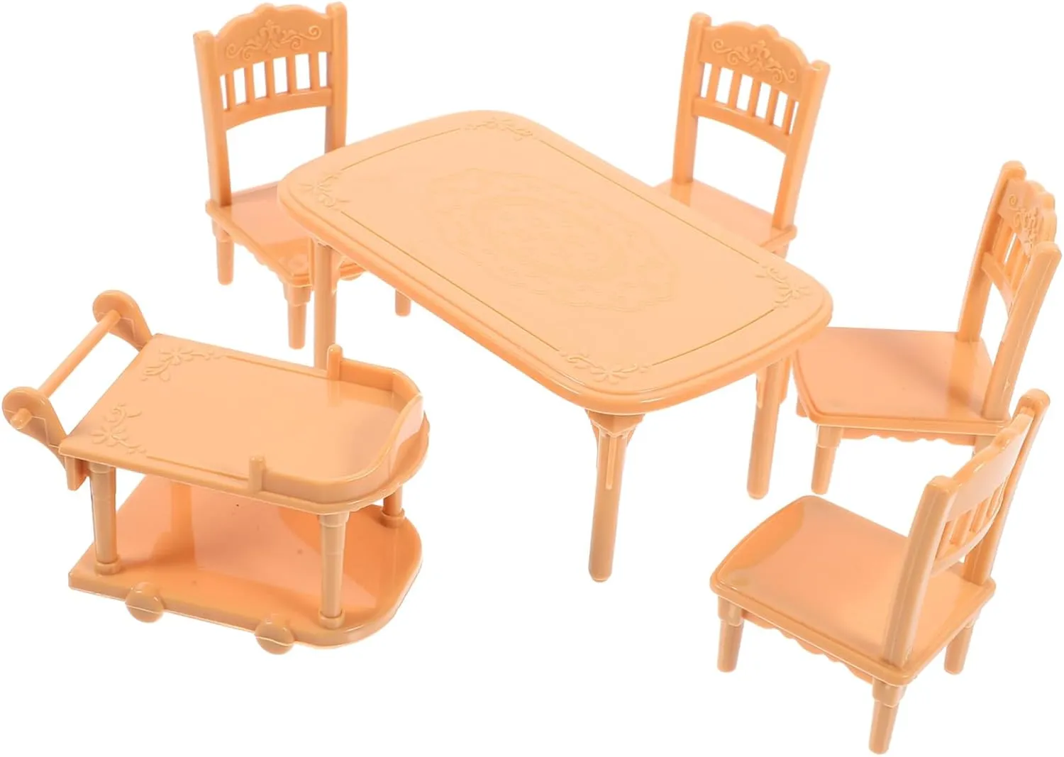 SUPVOX 5 Sets Dollhouse Dining Table Chair Set Miniature Kitchen Furniture Mini Plastic Chairs Toy House Decor
