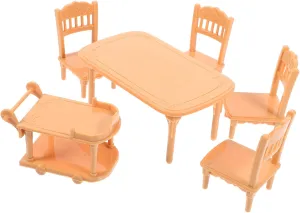 SUPVOX 5 Sets Dollhouse Dining Table Chair Set Miniature Kitchen Furniture Mini Plastic Chairs Toy House Decor