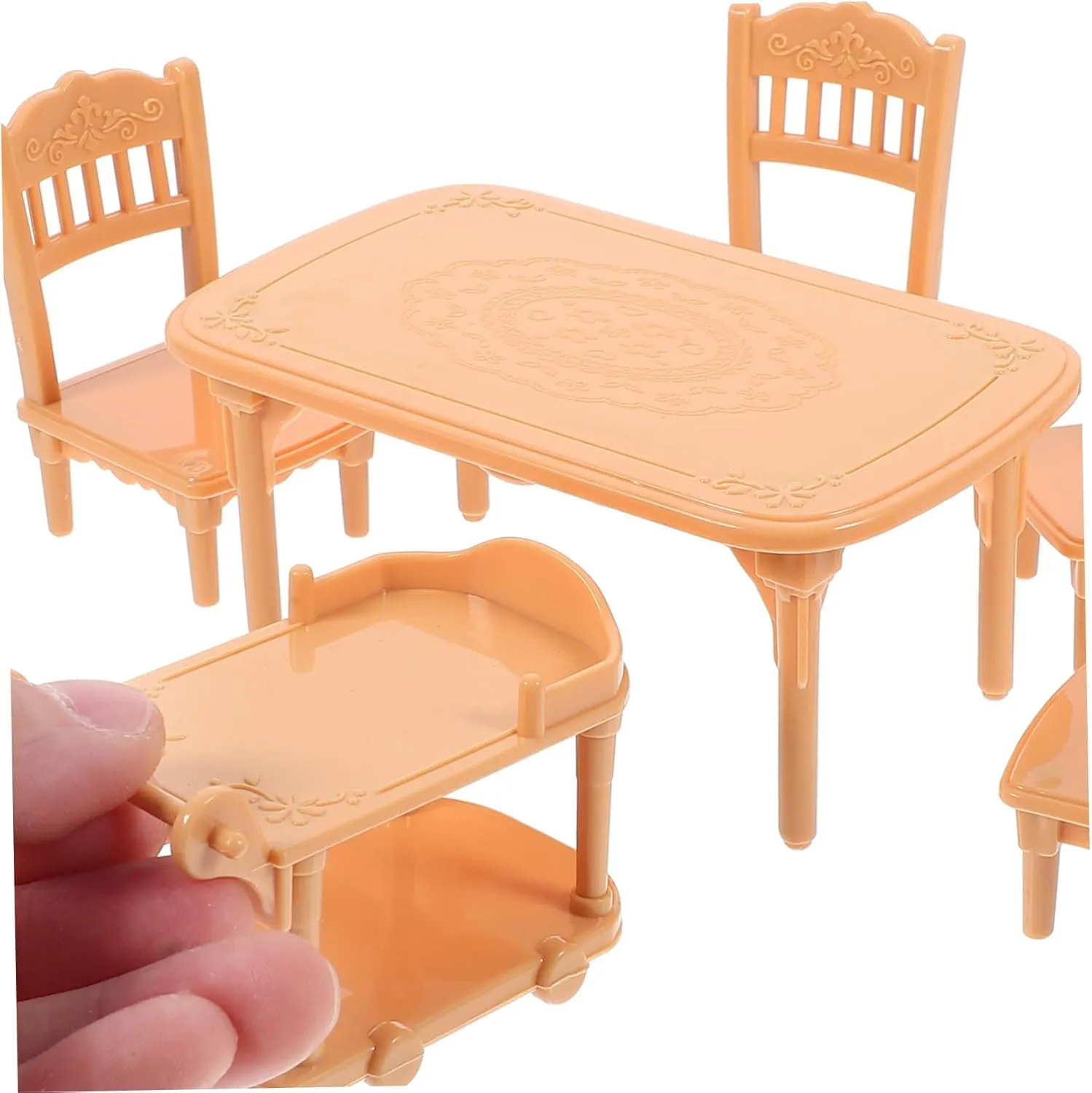 SUPVOX 5 Sets Dollhouse Dining Table Chair Set Miniature Kitchen Furniture Mini Plastic Chairs Toy House Decor