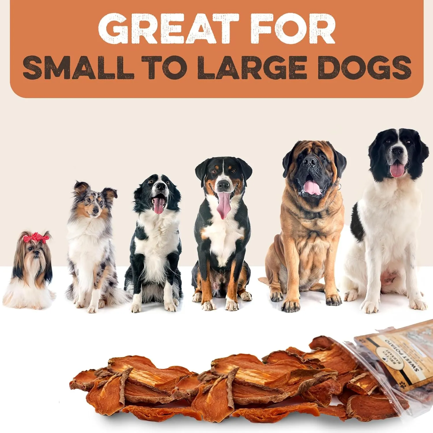 Sweet Potato Slices For Dogs - Single Ingredient Grain Free Dog Treats, Best High Anti-Oxidant Healthy 100% Natural Thick Cut Dried Sweet Potato Dog Treats With No Added Preservatives (14oz)