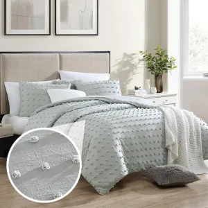 Swift Home King Gray Comforter Set - Decorative Tufted Pom Poms Bedding Set - 3 Pieces Bed Linen, 1 Comforter and 2 Pillow Shams