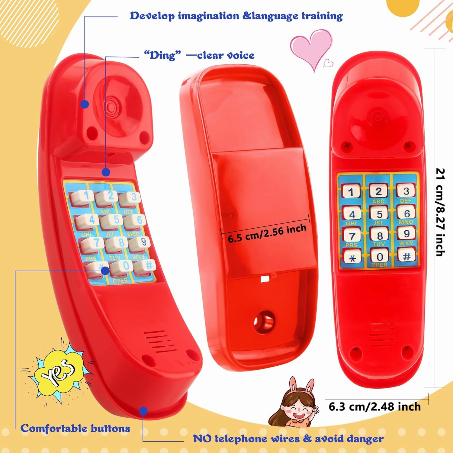 Swingset Phone Toys Playground Treehouse Phone Pretend Telephone Toy with Numeric Key for Kids Outdoor Playground Treehouse Jungle Gym Accessories (Red)