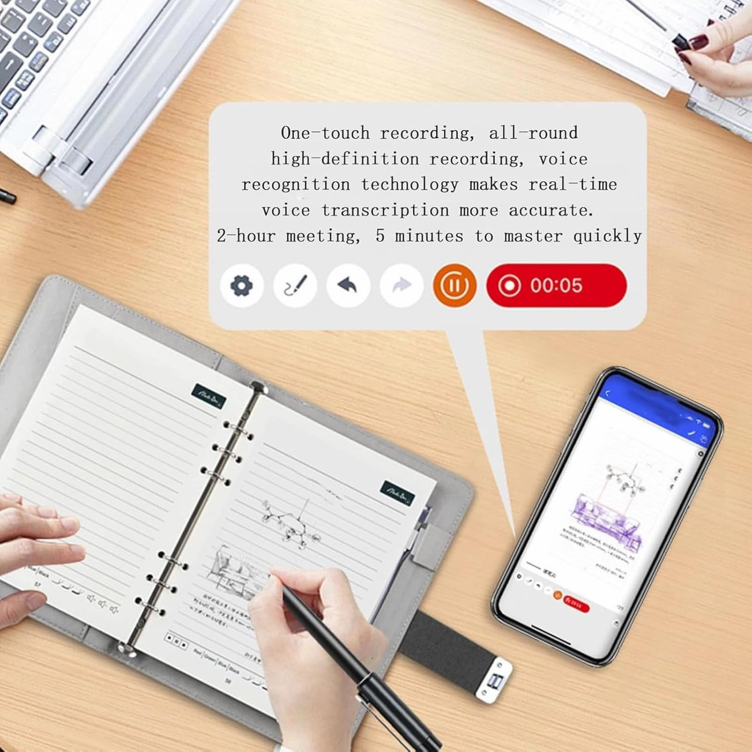 Syncify Digital Sketchbook, A5, Pink, Bluetooth Connect for Smartphone, Offline Storage