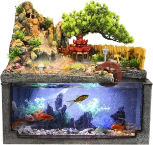 Tabletop Fountain Indoor Rockery Water Fountain Creativity Resin Desktop Fountain Waterfall Office Alpine Water Fish Tank Waterscape Decoration Desktop Fountain