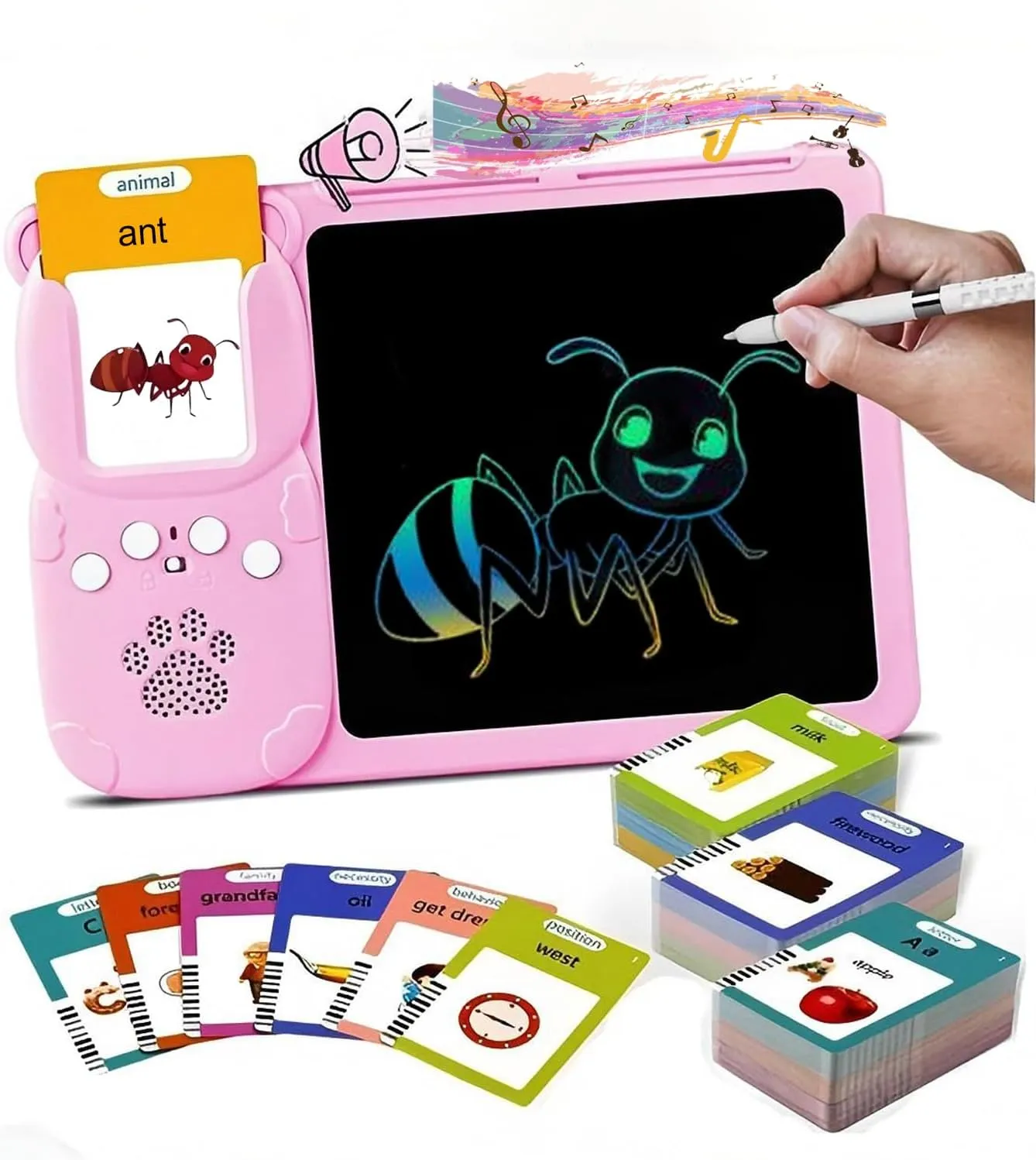 Talking Flash Cards for Toddlers, Preschool Learning Alphabet Sensory Toys Sight Words with Drawing Pad Interactive Educational Activities for Kindergarten