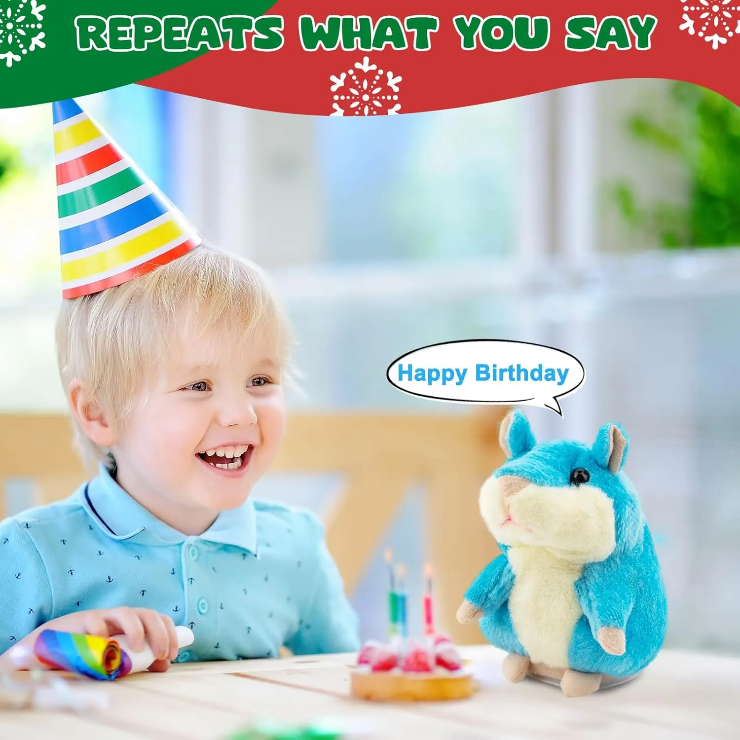 Talking Hamster - Stuffed Animals Toy for Kids 2 3 4 5 6 Year Old, Repeats What You Say - Toddler Interactive Plush Toys, Birthday Gifts for Boys Girls 2 Years and Up